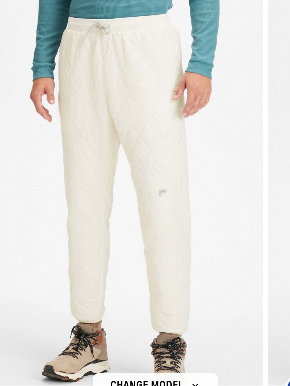 Fabletics Cream Quilted Insulated Jogger Pants